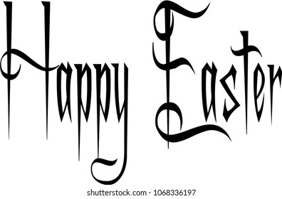 Happy Easter text sign illustration on white background
