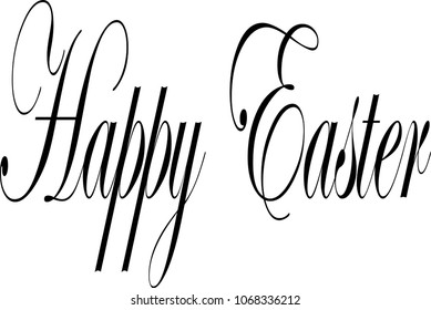 Happy Easter text sign illustration on white background