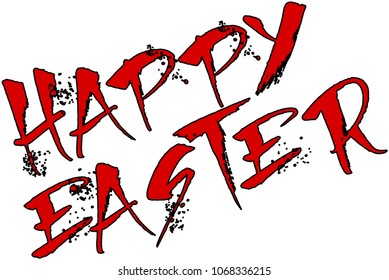 Happy Easter text sign illustration on white background