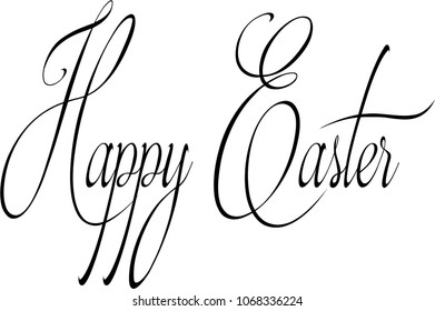 Happy Easter text sign illustration on white background