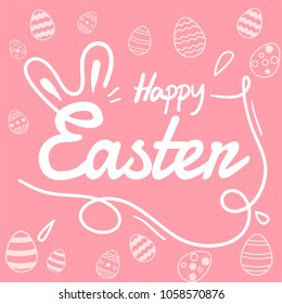 happy easter text vector and easter eggs background or banner graphic