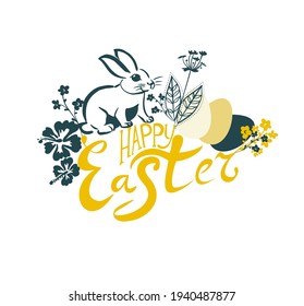 Happy Easter text. Vector illustration