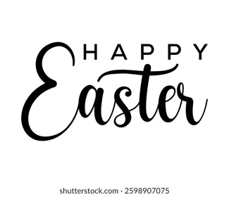 Happy Easter Text Vector Illustration, Modern style design, Happy Easter calligraphy text with white background.