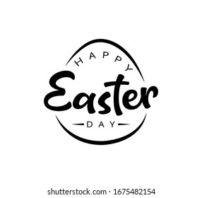 Happy Easter text word Hand drawn Lettering card. Modern brush calligraphy Vector illustration