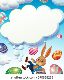 Happy Easter theme with bunny in the sky illustration