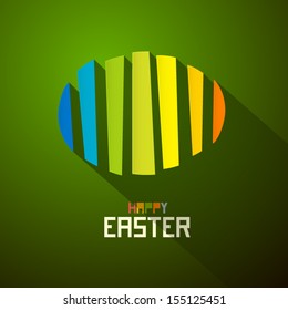 Happy Easter Theme, Egg Made from Colorful Paper on Green Background