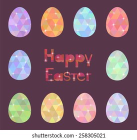 Happy Easter theme. Eggs with triangle pattern. Vector illustration