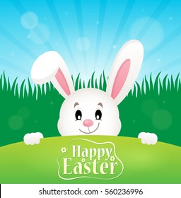 Happy Easter theme with lurking bunny - eps10 vector illustration.