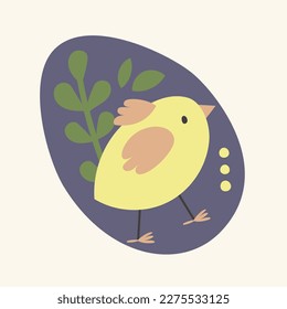 Happy Easter Time. Rabbit egg cake plants hands. Traditional icons. Egg hunt decoration. Group of traditional symbols folk style. Illustration for social media posts marketing greeting cards posters
