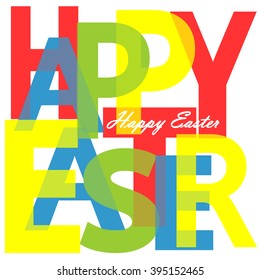 Happy Easter, transparent letters, typography text, spring holidays background, vector