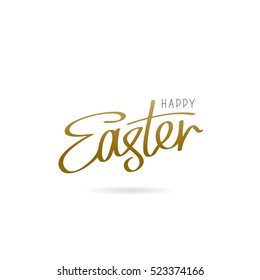 Happy easter. The trend calligraphy. Vector illustration on white background. Great holiday gift card.