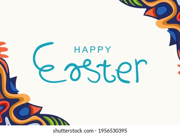 Happy Easter. Trendy Easter design with minimalist cute ornaments