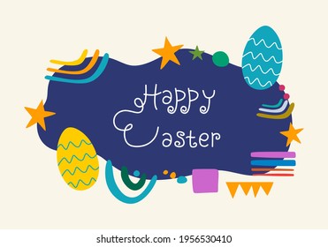 Happy Easter. Trendy Easter design with minimalist cute ornaments