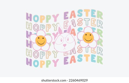 Happy Easter Trendy Easter design with typography. Easter SVG Design. Bright card with easter bunny. hand drawn modern calligraphy design vector illustration svg