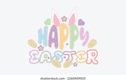 Happy Easter Trendy Easter design with typography. Easter SVG Design. Bright card with easter bunny. hand drawn modern calligraphy design vector illustration