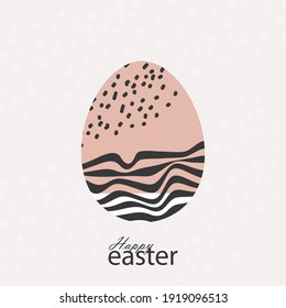 Happy Easter trendy greeting card with abstract mid century decorative Easter egg 