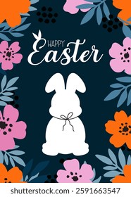 Happy Easter trendy greeting card vector illustration 