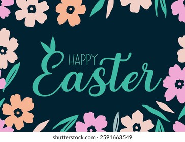 Happy Easter trendy greeting card vector illustration 