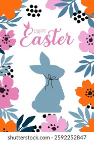 Happy Easter trendy greeting card vector illustration 