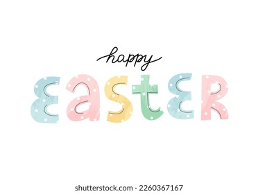 Felices letras de moda de Semana Santa, caligrafía dibujada a mano. Ilustración vectorial para tarjeta de saludo