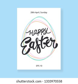 Happy Easter trendy poster design. Poster or flyer template. Vector illustration.