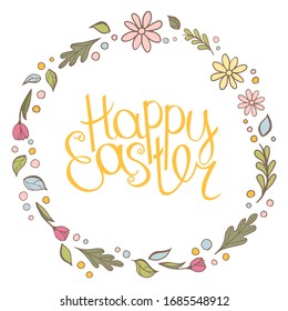 Happy Easter. Tulip, dandelion, cornflower, delicate flower, vector pattern. wildflowers, poppy, chamomile, background
