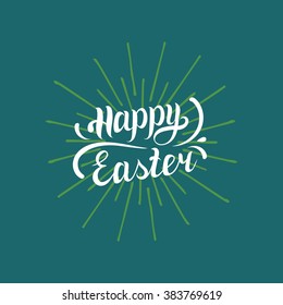 Happy Easter type greeting card. Religious holiday vector illustration for poster, flyer.