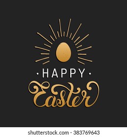 Happy Easter type greeting card with egg. Religious holiday vector illustration for poster, flyer.