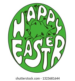 Happy Easter type greeting cards in the egg shape. Religious holiday vector illustration for poster, flyer.