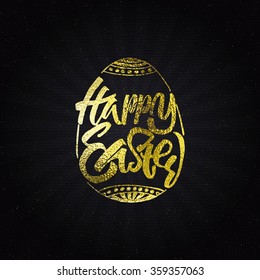 Happy easter - typographic calligraphic lettering golden effect