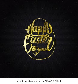 Happy easter - typographic calligraphic lettering golden effect
