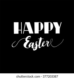 Happy Easter typographic lettering greeting card with calligraphic phrase Happy Easter. Hand drawn calligraphy for Easter.