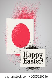 Happy Easter! Typographic stencil street art style grunge Easter greeting card. Retro vector illustration.