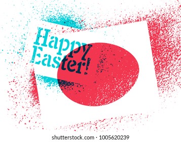 Happy Easter! Typographic stencil street art style grunge Easter greeting card. Retro vector illustration.