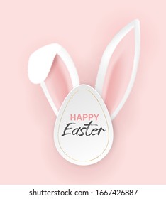 Happy Easter Typographical Background With Bunny ears vector illustration