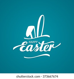 Happy Easter Typographical Background With Bunny. Vector illustration