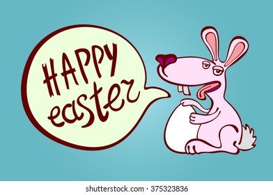 Happy Easter Typographical Background With Bunny art