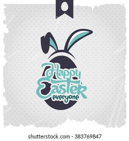 Happy Easter Typographical Background With Bunny Ears