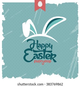 Happy Easter Typographical Background With Bunny Ears