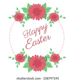 Happy easter Typographical background with floral frame vector