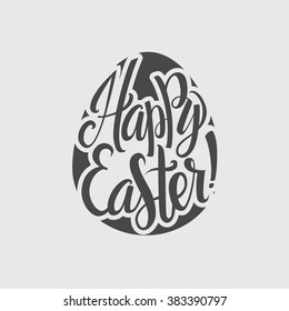 Happy Easter Typographical Background. Hand Lettering, Egg Calligraphy Card