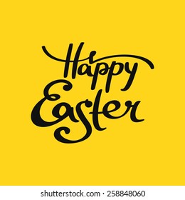 Happy Easter Typographical Background, lettering, calligraphy, handmade
