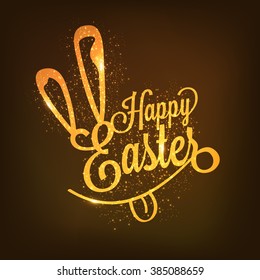 Happy Easter Typographical Background With Rabbit.