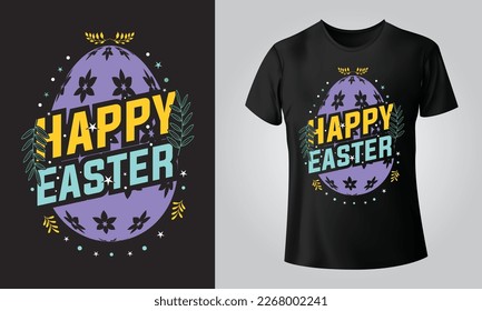 Happy easter - Typographical Black Background, T-shirt, mug, cap and other print on demand Design, svg, Vector, EPS, JPG