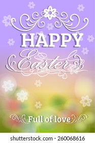Happy Easter Typographical blur Background vector format eps 10