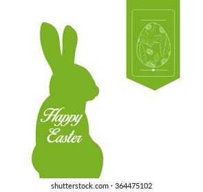 happy easter typographical and eggs label background