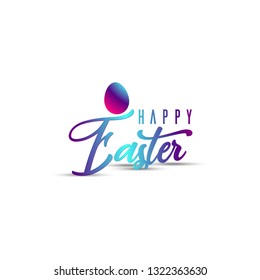 Happy Easter. Typographical greeting card design with vivid trendy colors. Vector Eps 10.