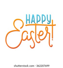Happy Easter Typographical Greeting Card. Calligraphy Background. 