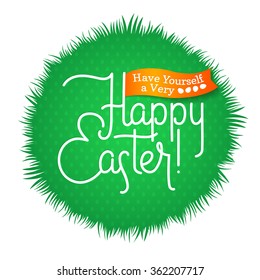 Happy Easter Typographical Greeting Card. Calligraphy Background. 