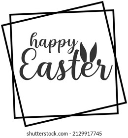 Felices letras del alfabeto tipográfico de Pascua con borde de marco. Grabación manuscrita para tarjetas de felicitación y carteles impresos. Ilustración vectorial sobre fondo blanco. Resumen de las formas de las palabras para la decoración